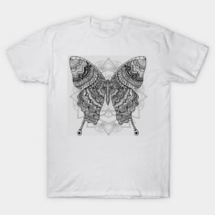 Mandala Butterfly Black T-Shirt